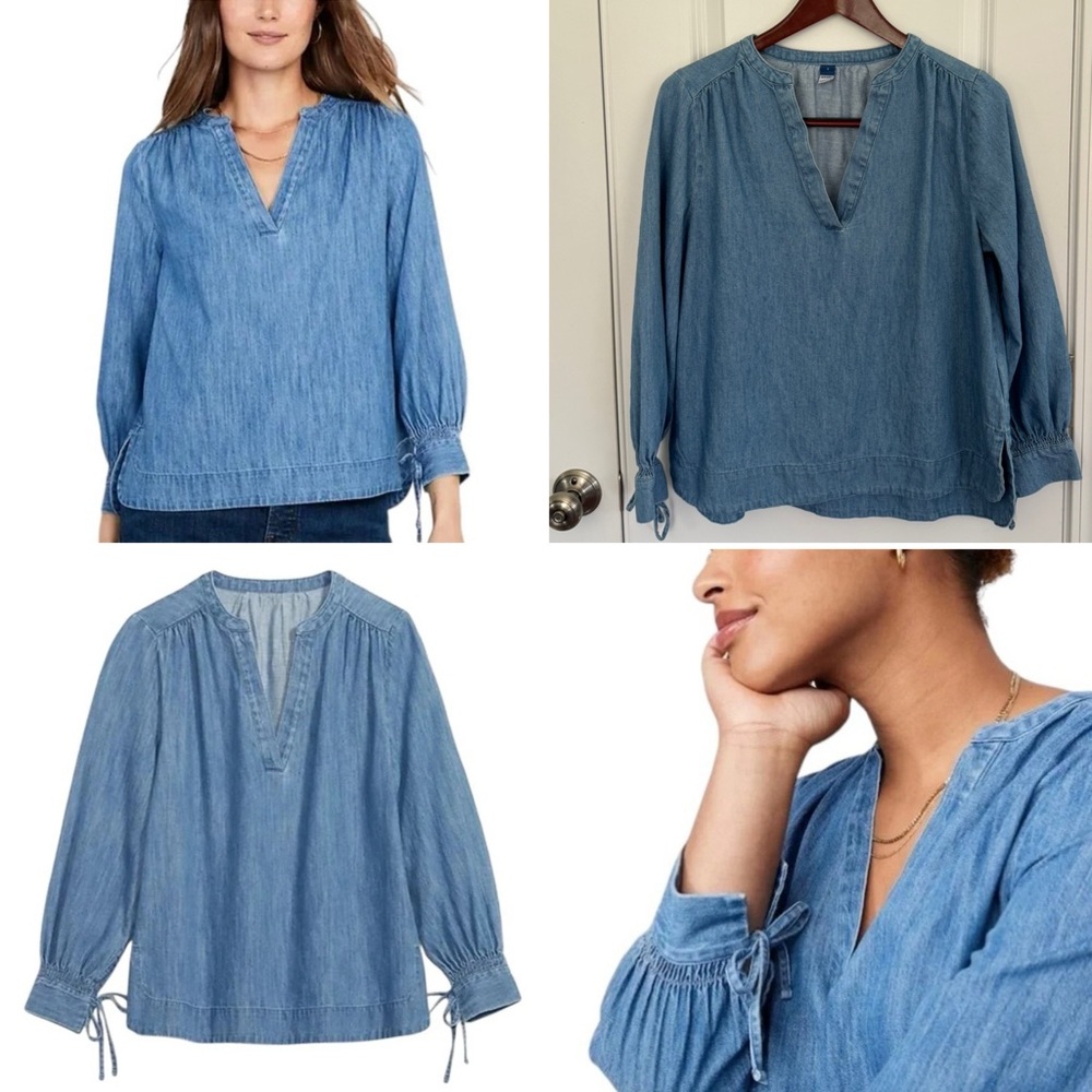 Old Navy Split Neck Denim Top